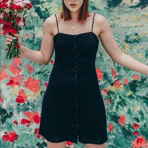 Forever 21 Button Front Mini Summer Black Dress